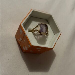 Gold Ring with Light Purple Gemstone - Women Jewelry